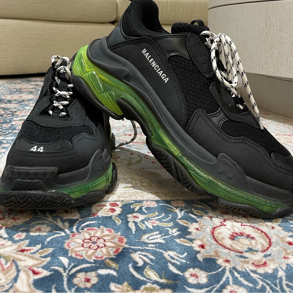 Mens Balenciaga Triple S Clear Sole Sneakers black neon size 10 - Picture 4 of 10